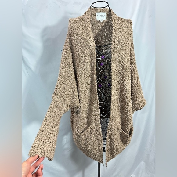 Hayden Los Angeles brown boucle open front cardigan size M/L - Picture 3 of 9